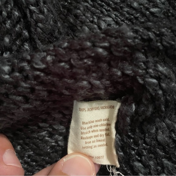 Decree Black Gray Knit Open Front Waterfall Cardigan Sweater - Picture 6 of 6